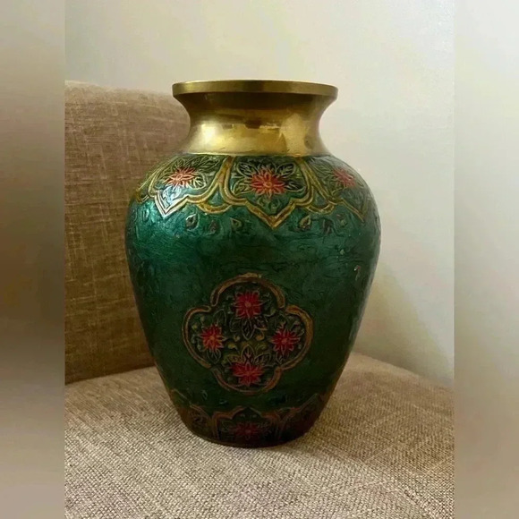 Other - Green Floral Vase
